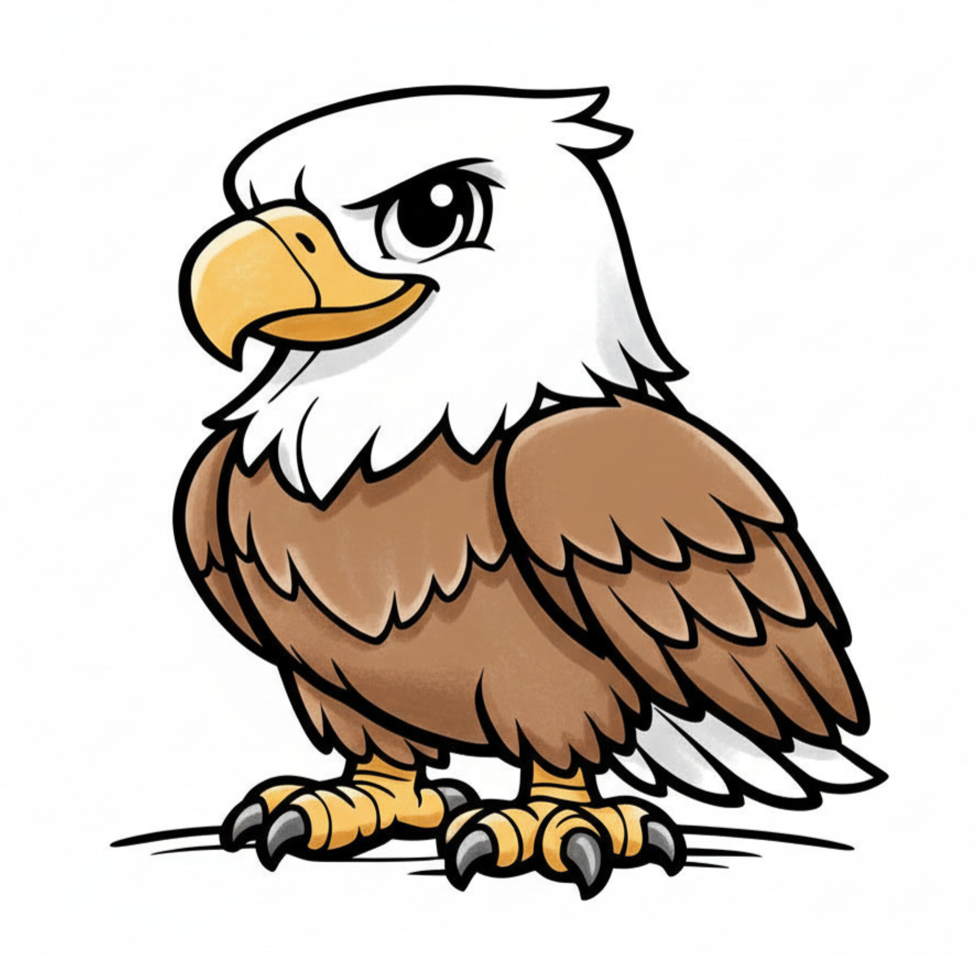 Eagle coloring page from Big Friendly Animals colored in by a child