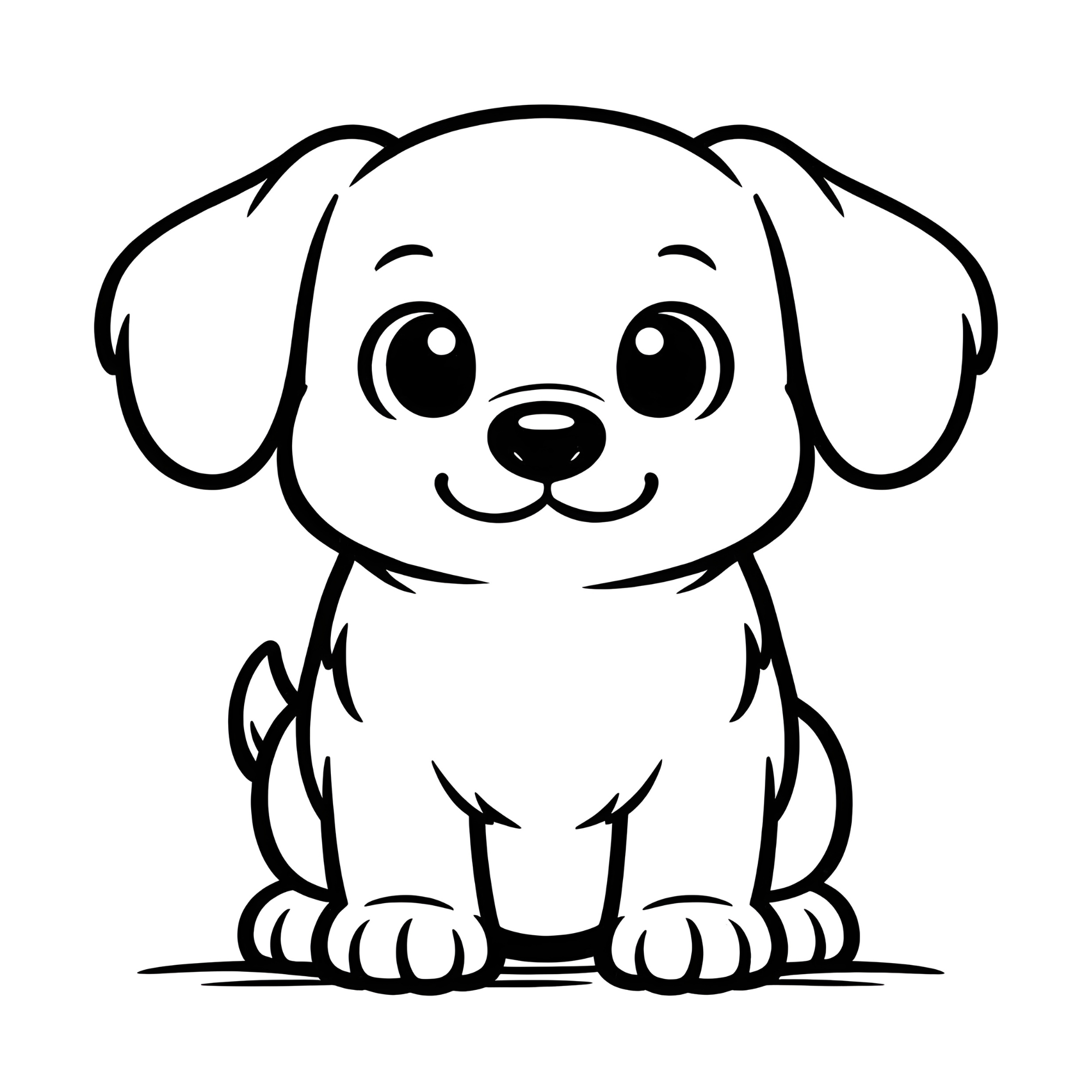 Look inside page: dog coloring page from Big Friendly Animals Volume 1 (ages 4–8)
