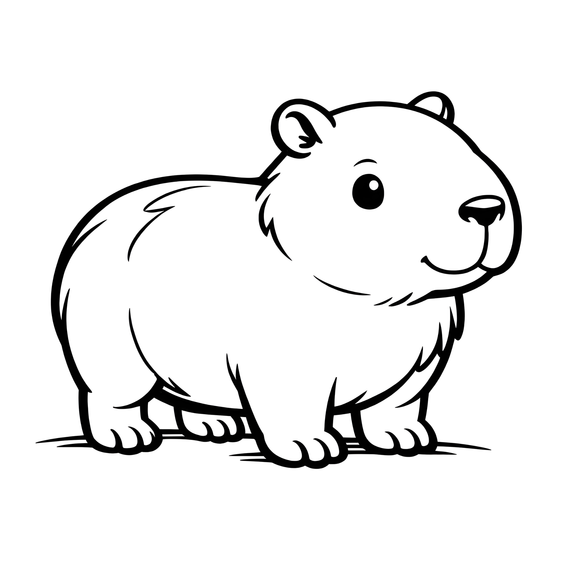 Look inside page: capybara coloring page from Big Friendly Animals Volume 2 (ages 4–8)