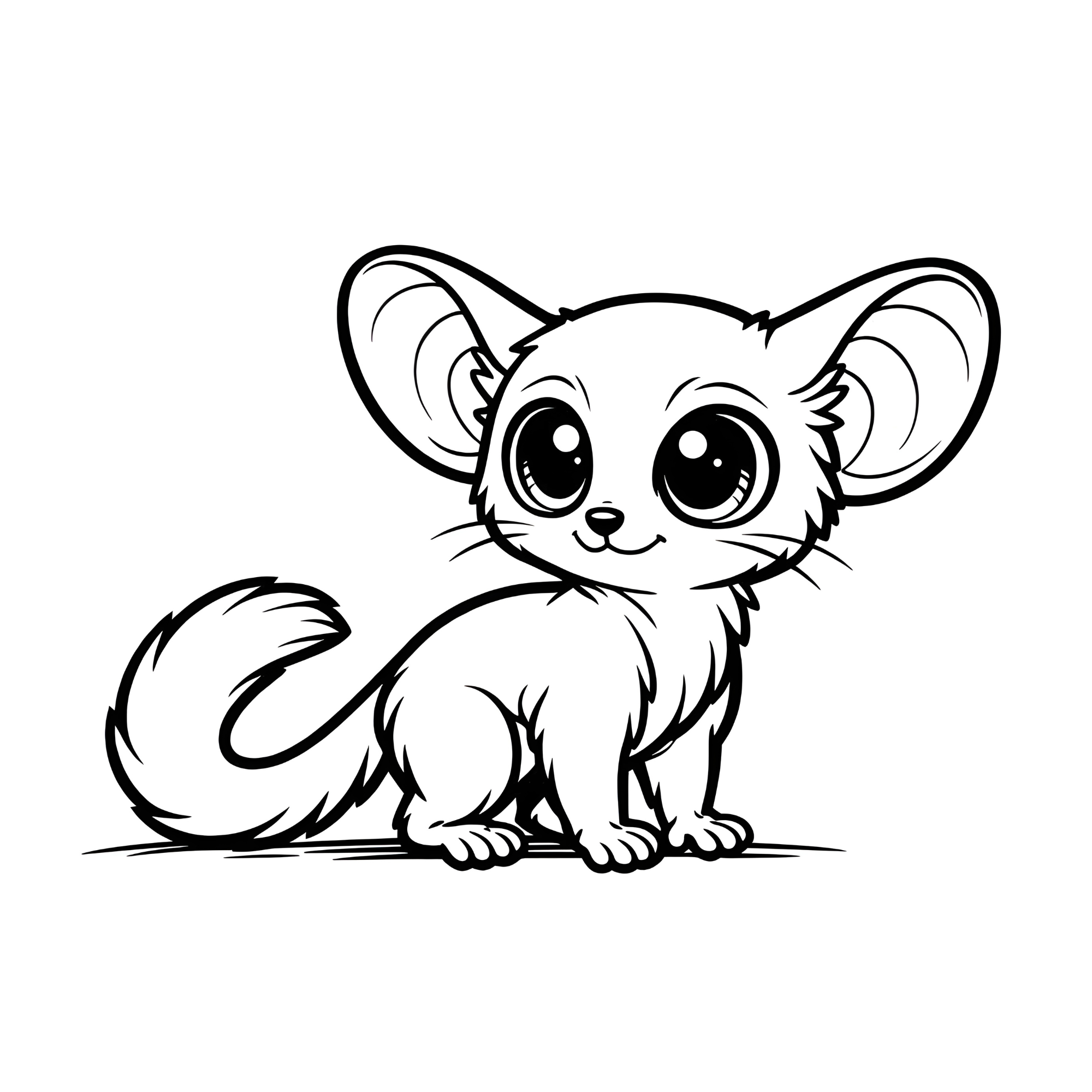 Look inside page: galago coloring page from Big Friendly Animals Volume 2 (ages 4–8)